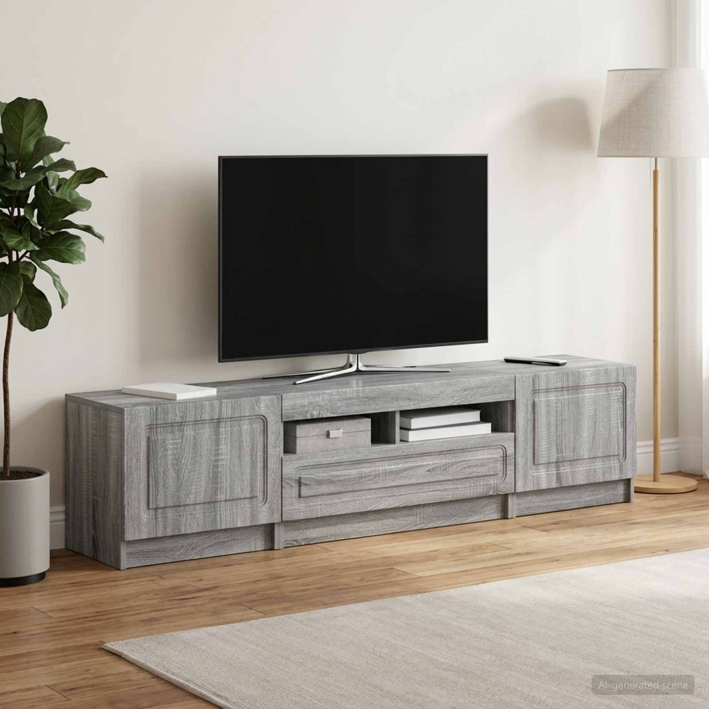 5 Piece LED TV Cabinet Grey Sonoma Engineered Wood