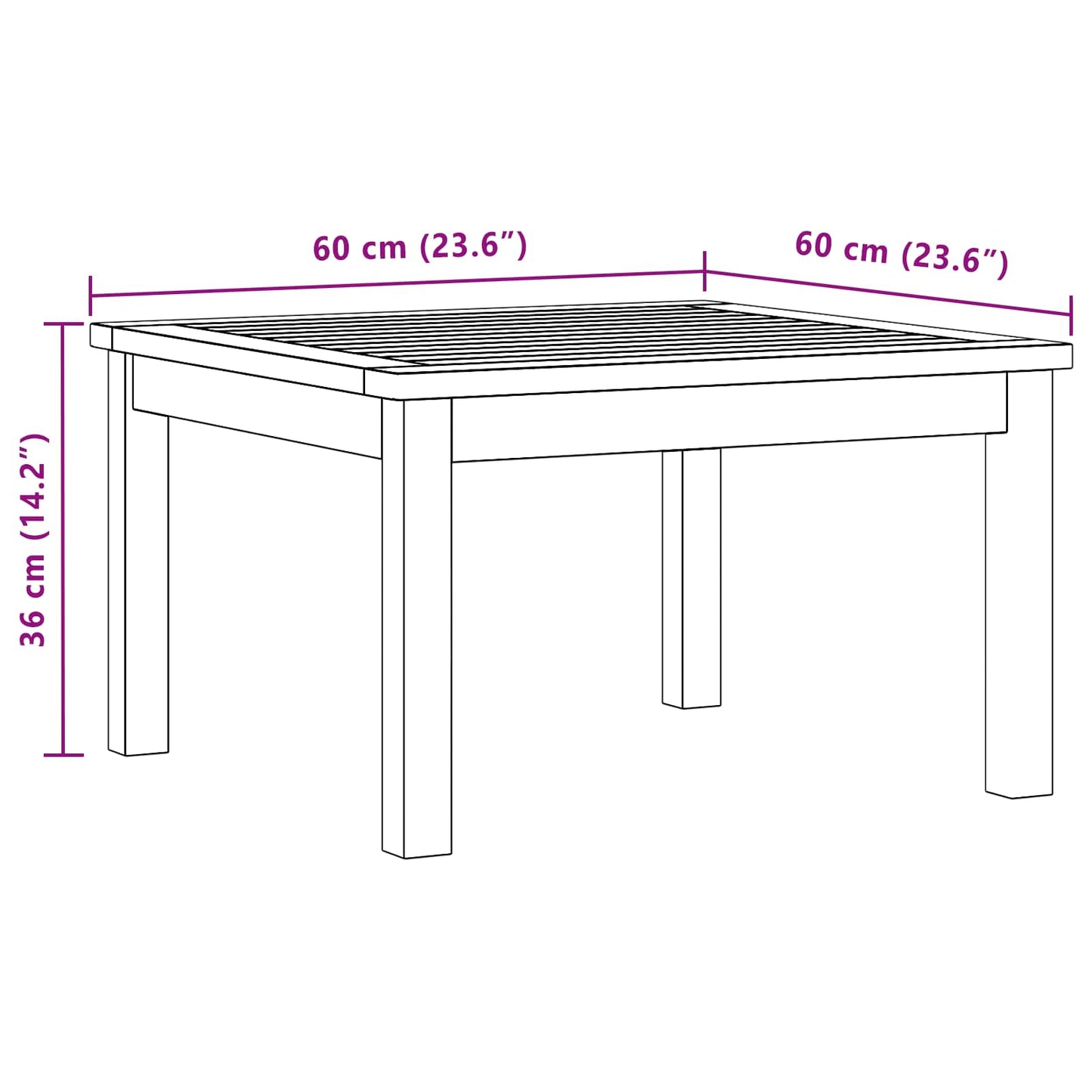 Coffee Table Light Acacia 60 x 60 x 36 cm Solid Acacia Wood