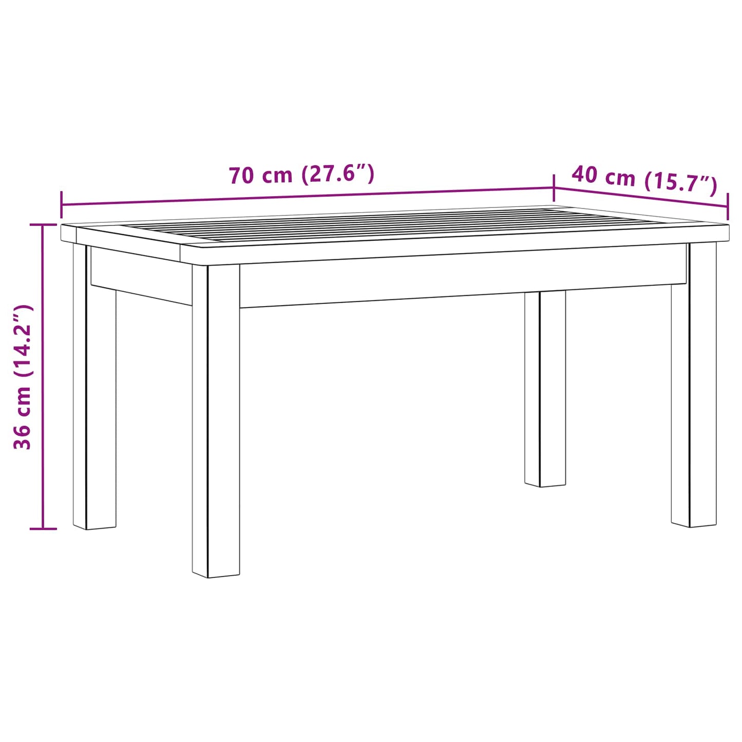 Coffee Table Light Acacia 70 x 40 x 36 cm Solid Acacia Wood