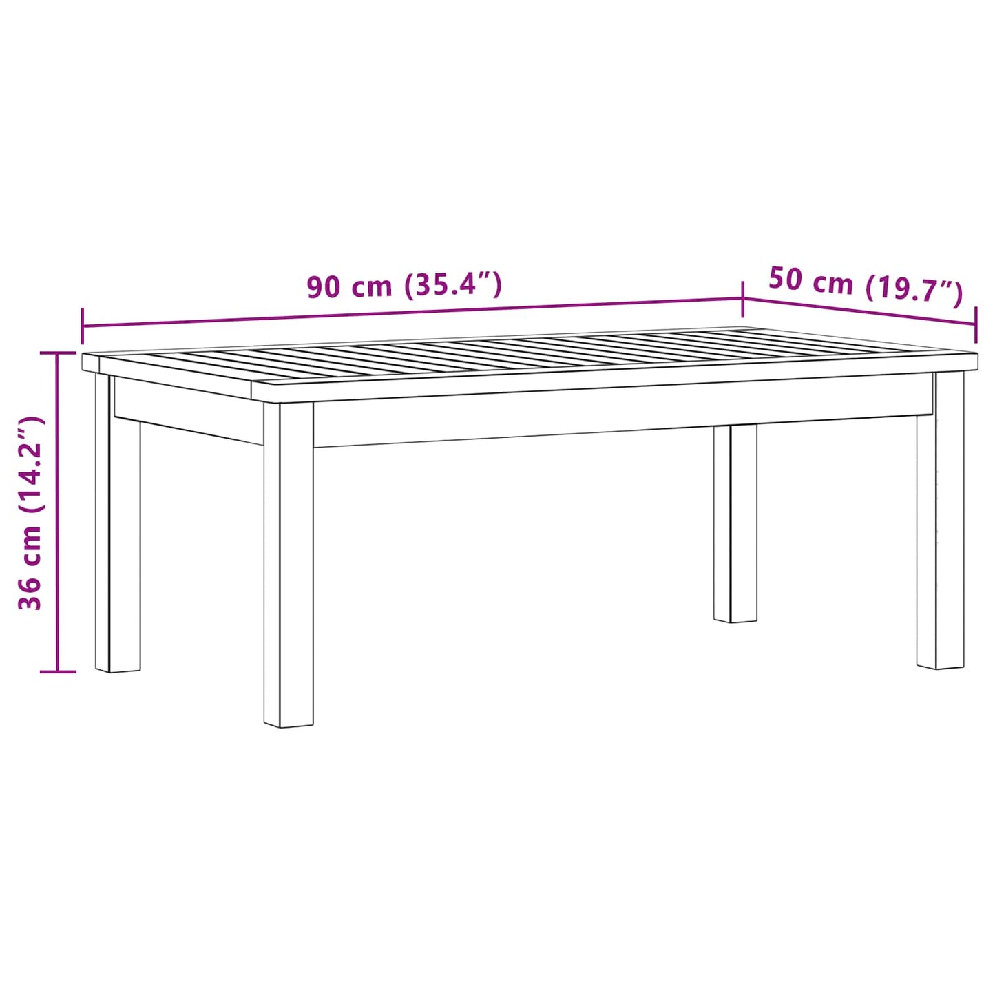 Coffee Table Light Acacia 90 x 50 x 36 cm Solid Acacia Wood