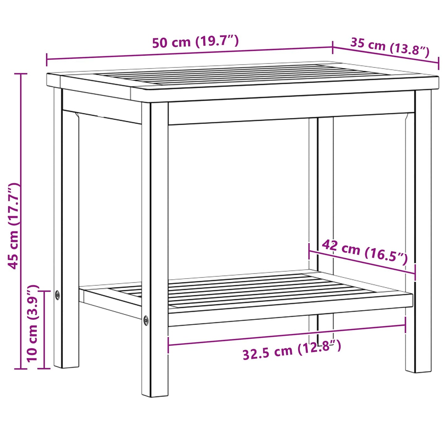 Side Table Oil Natural 50 x 35 x 45 cm Solid Acacia Wood