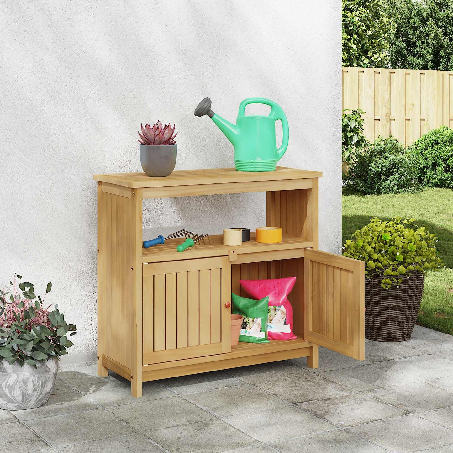 Garden Console Table Light Acacia 80 x 35 x 75 cm