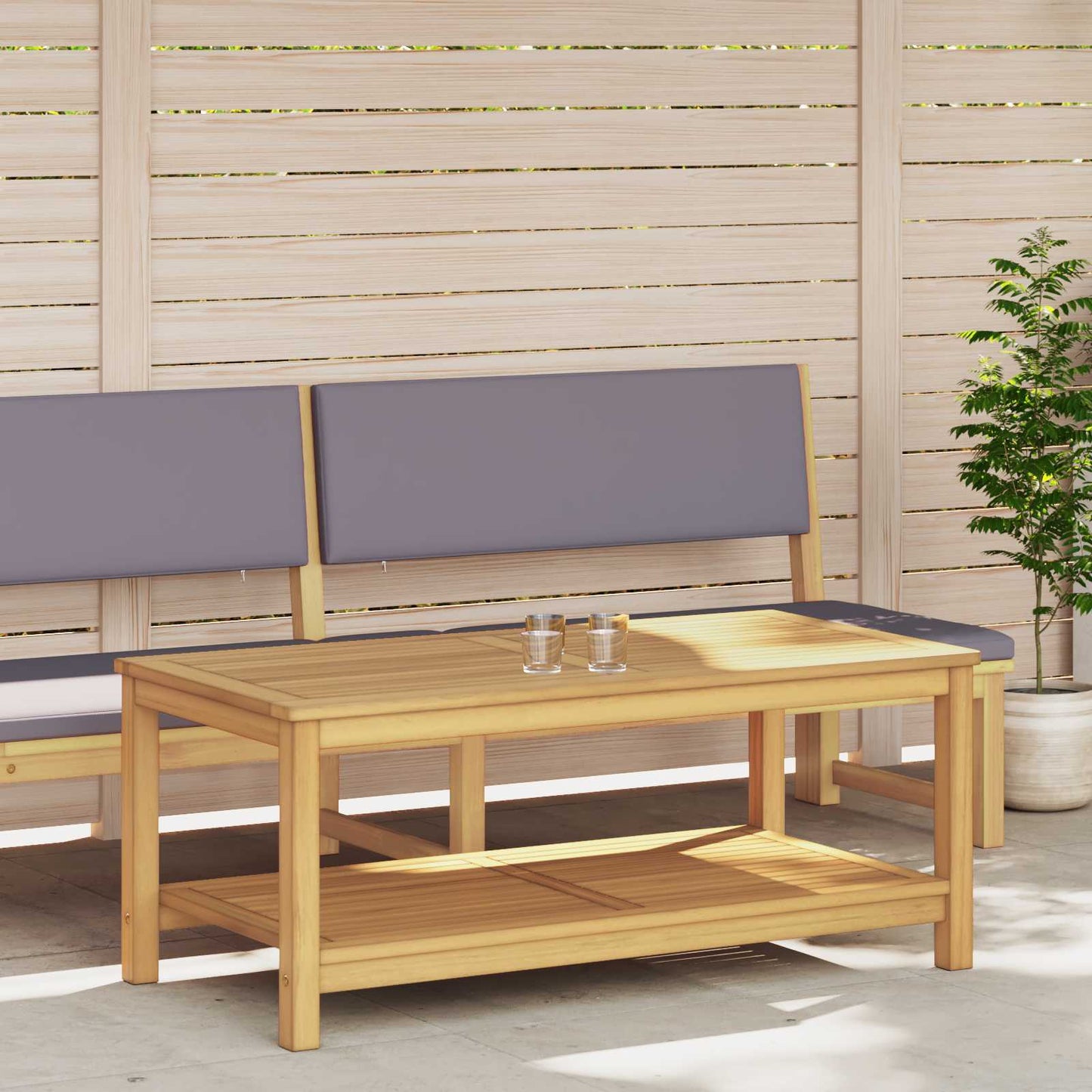 Side Table Oil Natural 110 x 55 x 45 cm Solid Acacia Wood