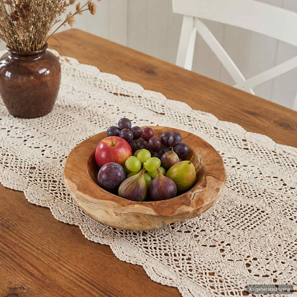 Fruit Bowl JEPARA Ø 30 cm Solid Teak Wood Round Teak Brown