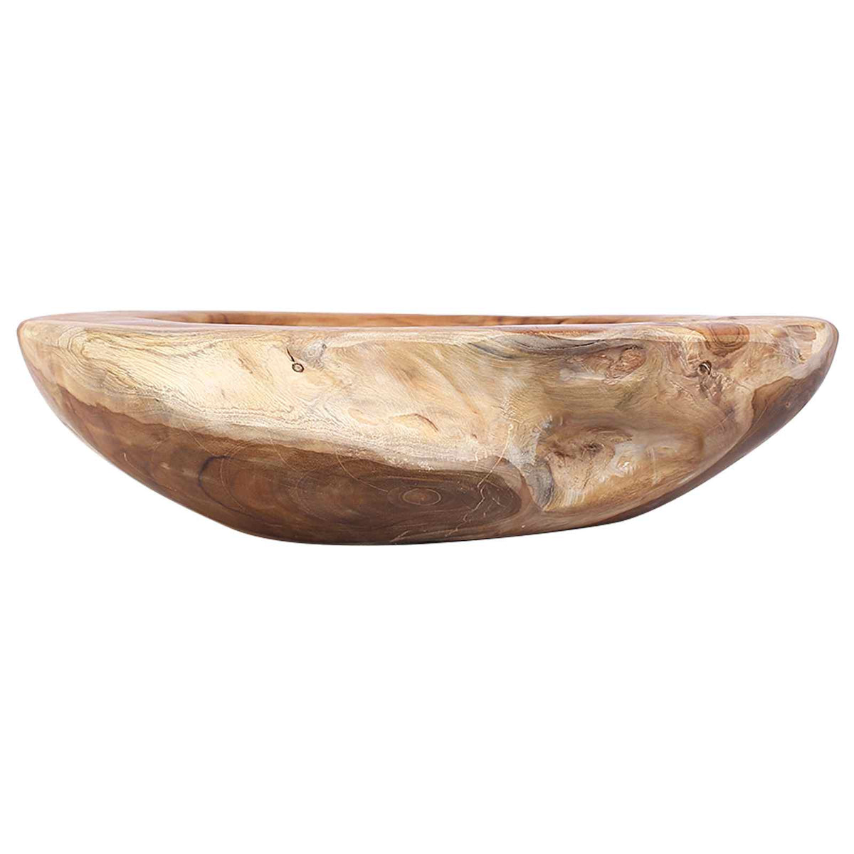 Fruit Bowl JEPARA Ø 30 cm Solid Teak Wood Round Teak Brown