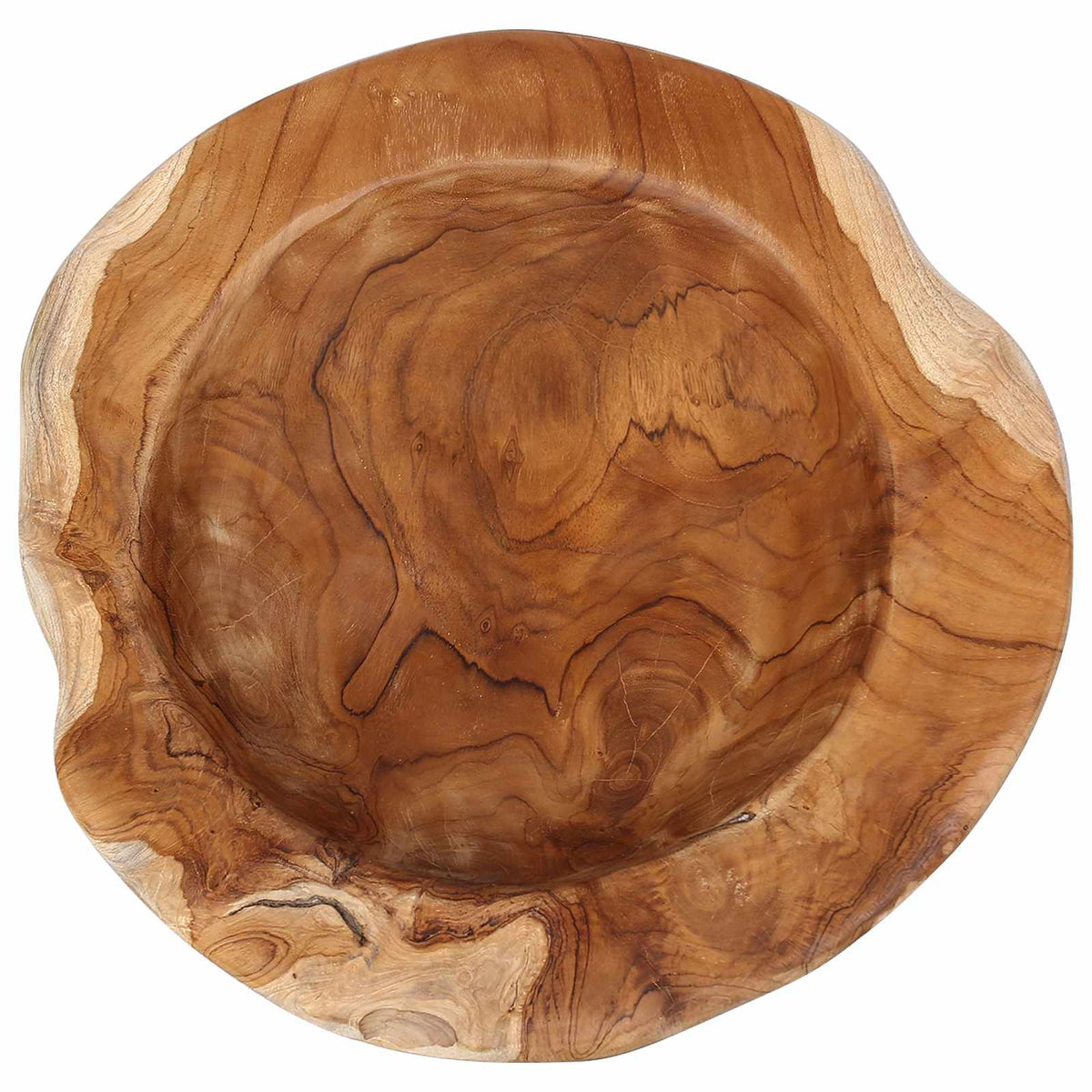 Fruit Bowl JEPARA Ø 30 cm Solid Teak Wood Round Teak Brown