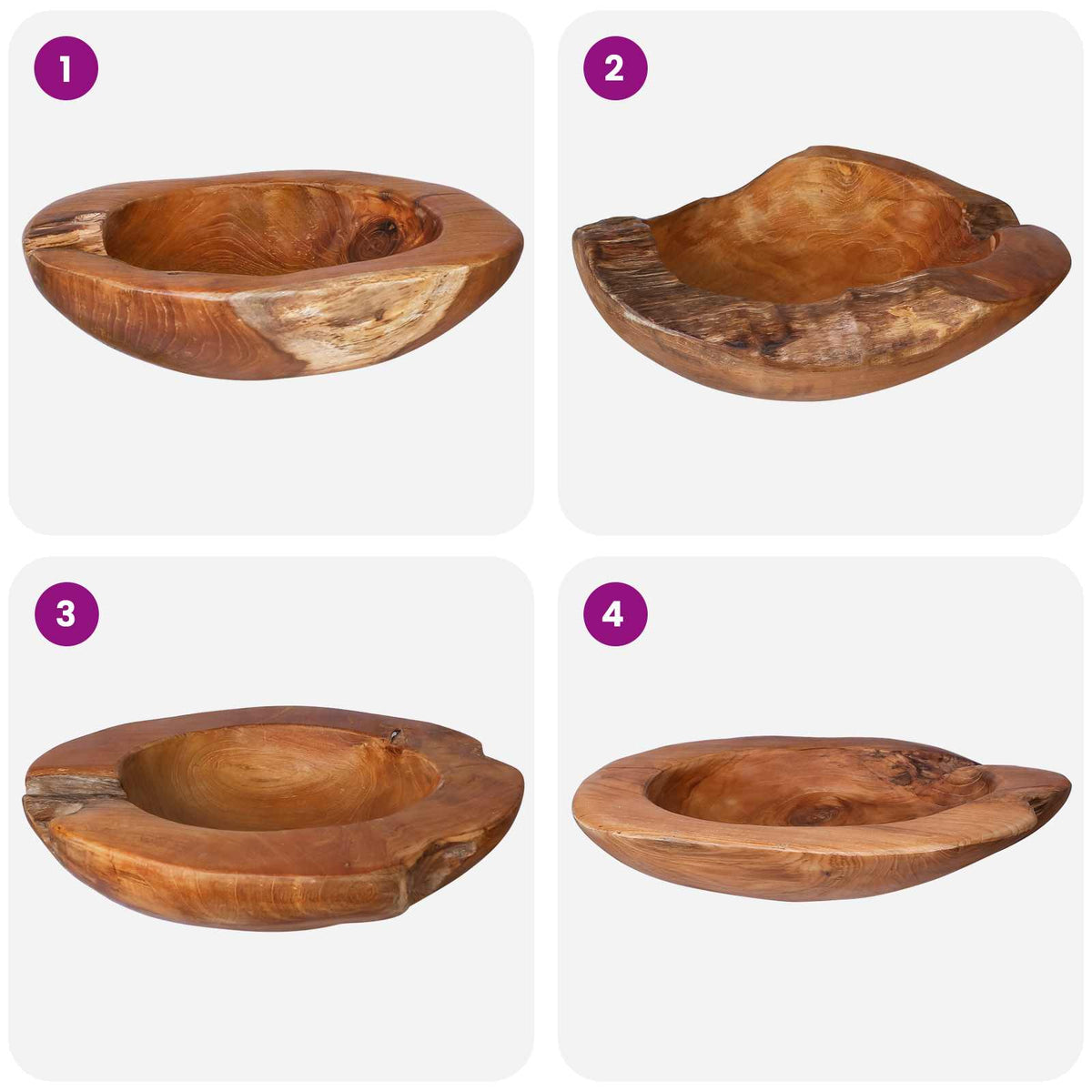 Fruit Bowl JEPARA Ø 30 cm Solid Teak Wood Round Teak Brown