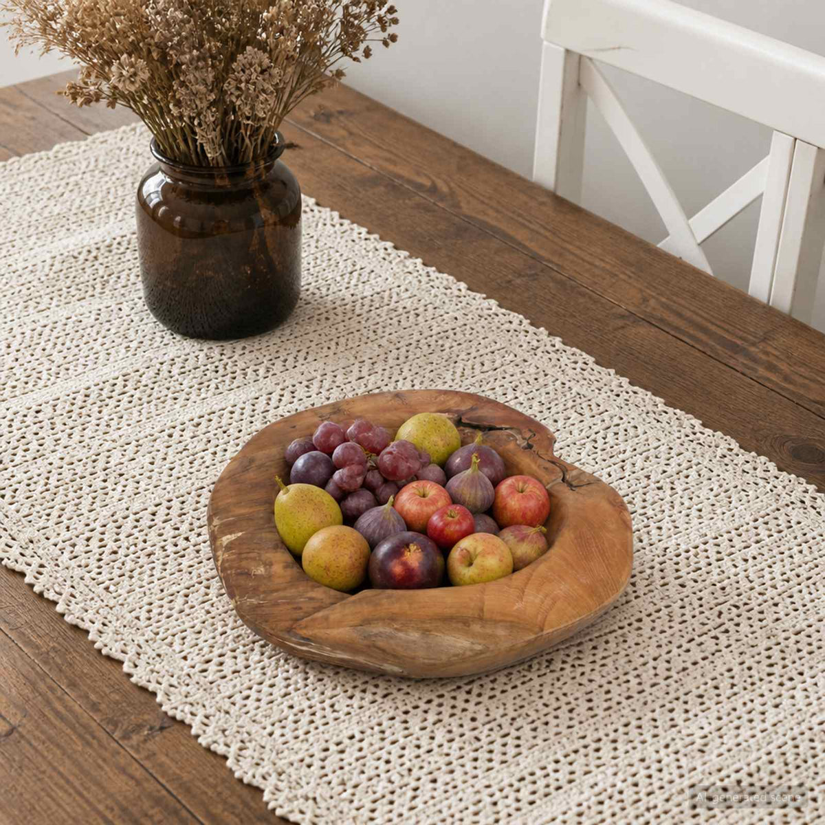 Fruit Bowl JEPARA Ø 40 cm Solid Teak Wood Round Teak Brown