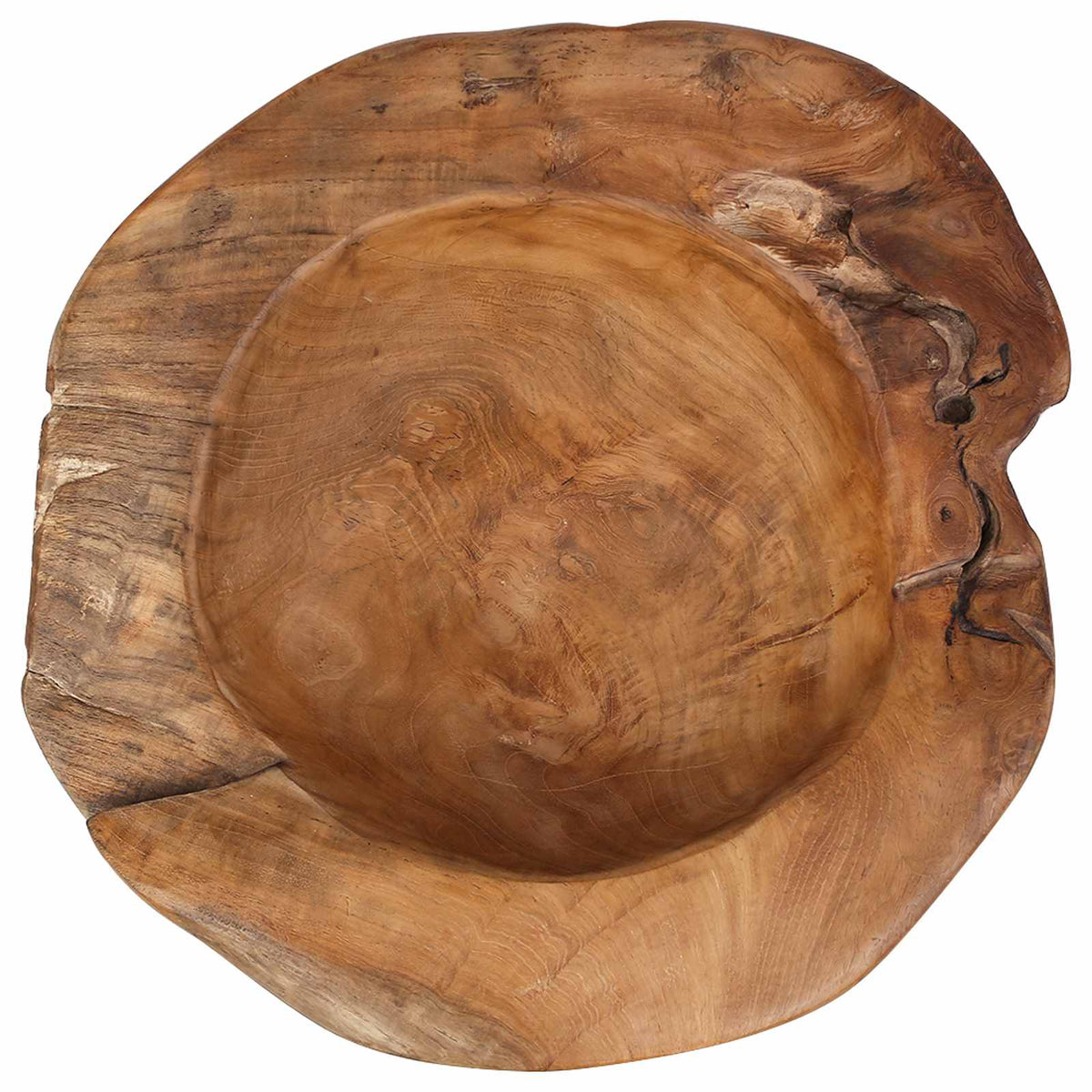 Fruit Bowl JEPARA Ø 40 cm Solid Teak Wood Round Teak Brown