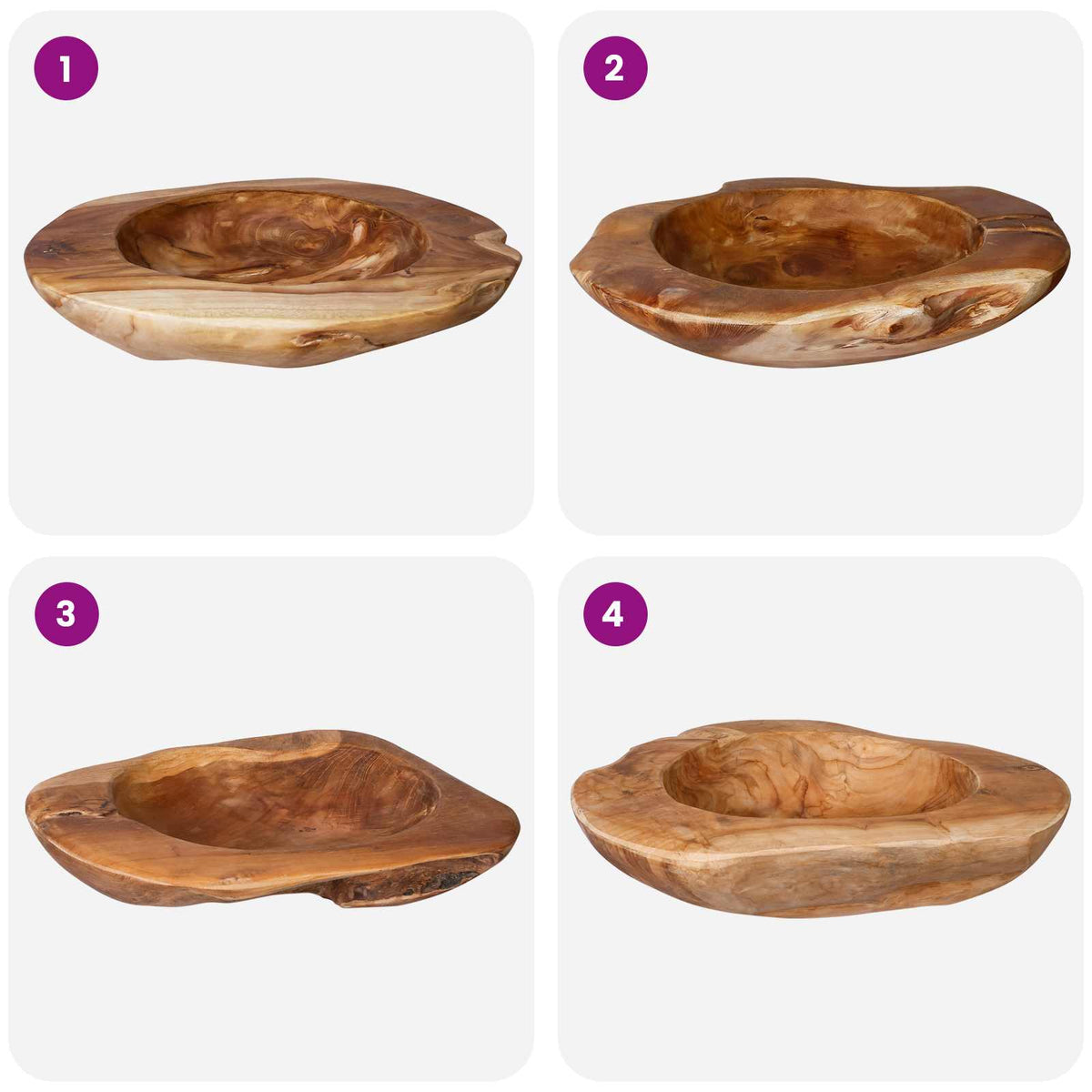 Fruit Bowl JEPARA Ø 40 cm Solid Teak Wood Round Teak Brown