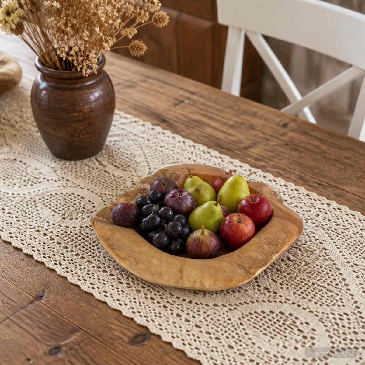 Fruit Bowl JEPARA Ø 50 cm Solid Teak Wood Round Teak Brown