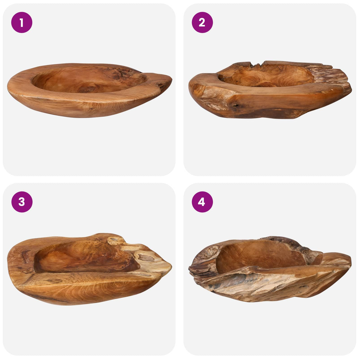 Fruit Bowl JEPARA Ø 50 cm Solid Teak Wood Round Teak Brown