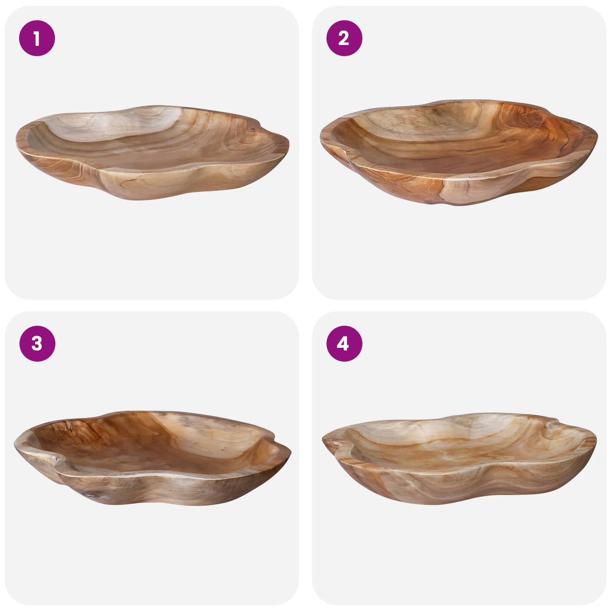 Fruit Bowl JEPARA Ø 30 cm Teak Brown Solid Teak Wood