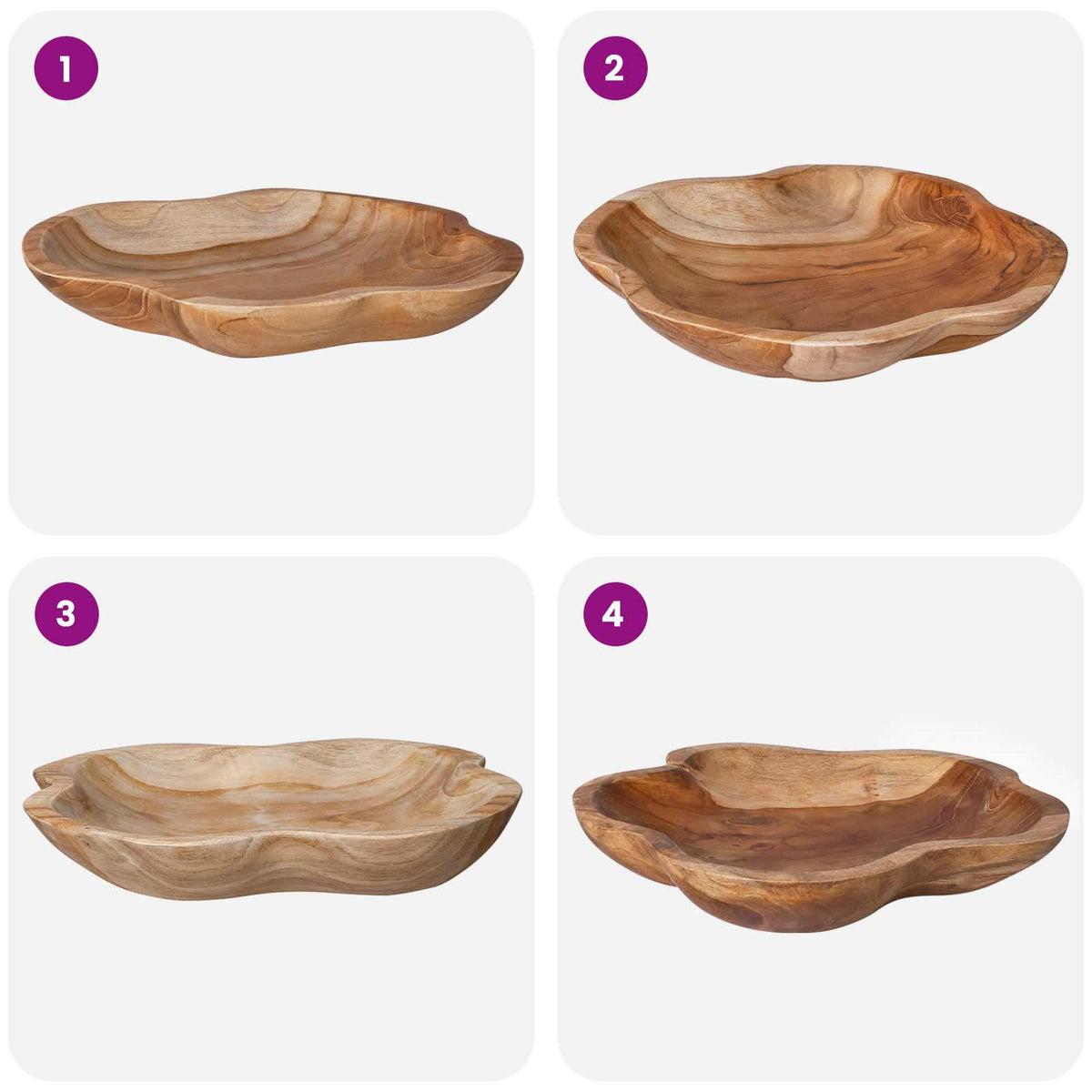 Fruit Bowl JEPARA Ø 40 cm Teak Brown Solid Teak Wood