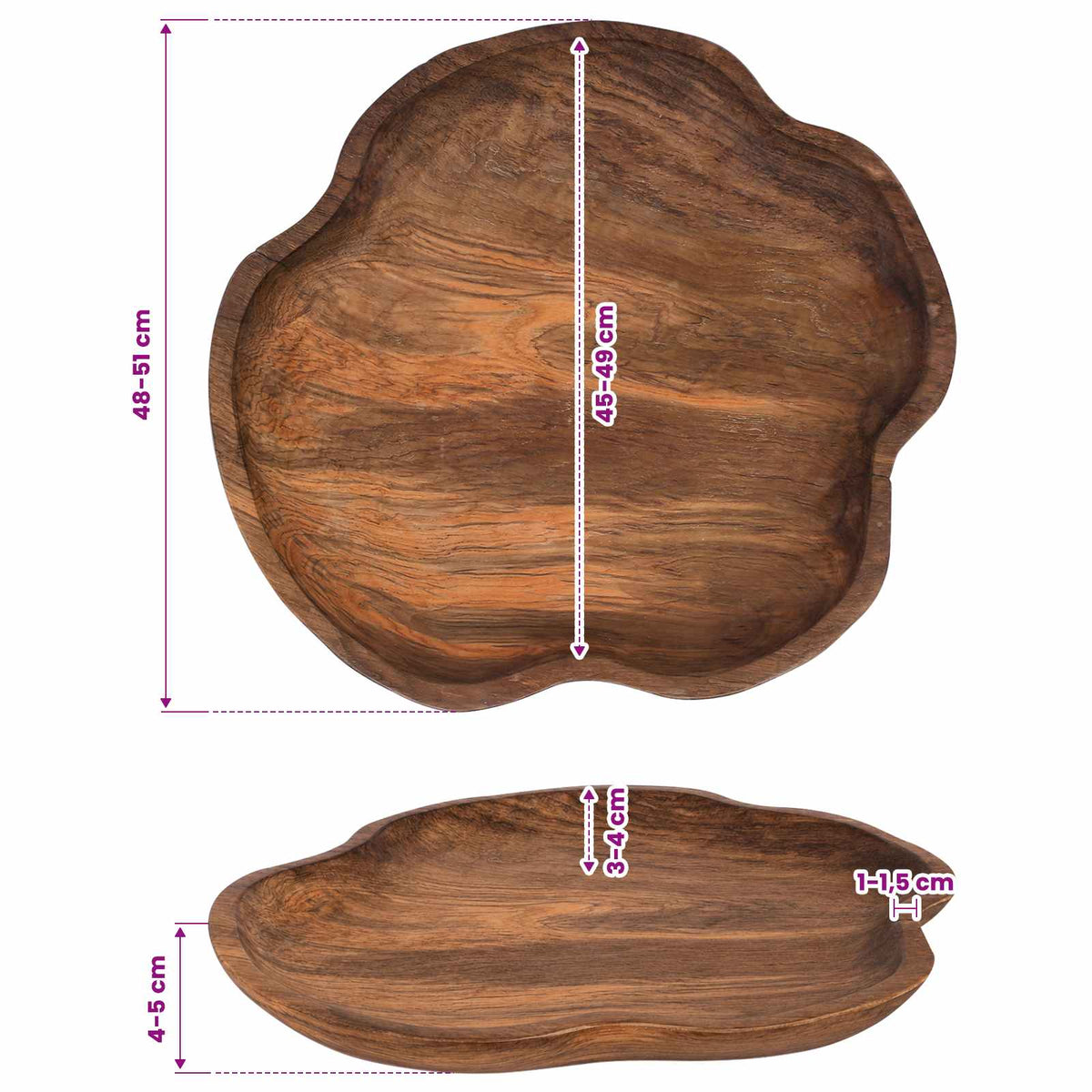 Fruit Bowl JEPARA Ø 50 cm Teak Brown Solid Teak Wood