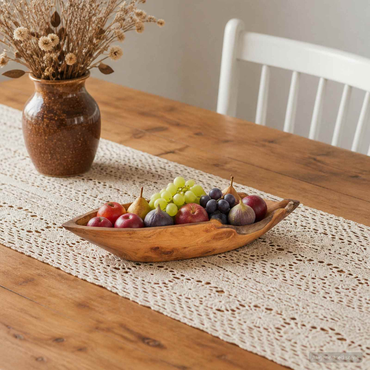 Fruit Bowl JEPARA Teak Brown 61 x 21 x 11 cm