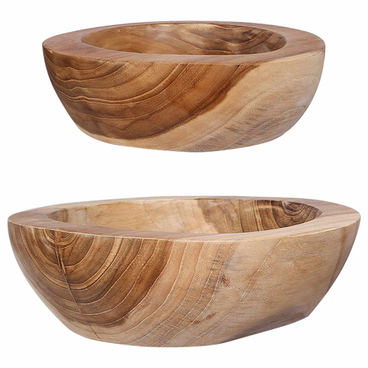 Fruit Bowl JEPARA 2 pcs Teak Brown Solid Teak Wood
