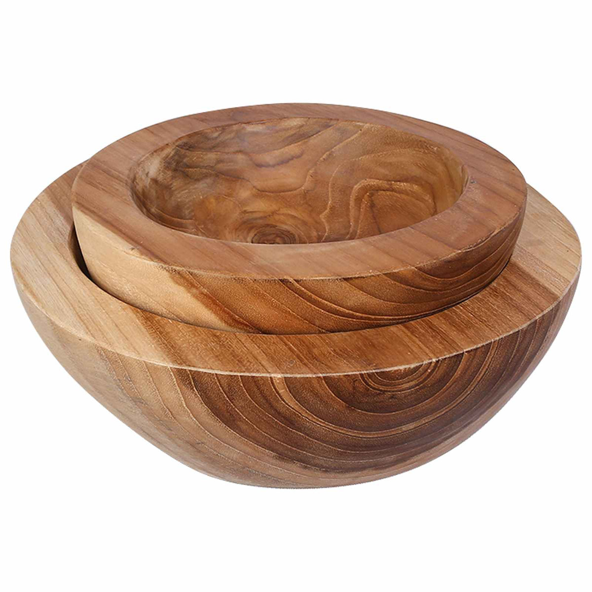 Fruit Bowl JEPARA 2 pcs Teak Brown Solid Teak Wood