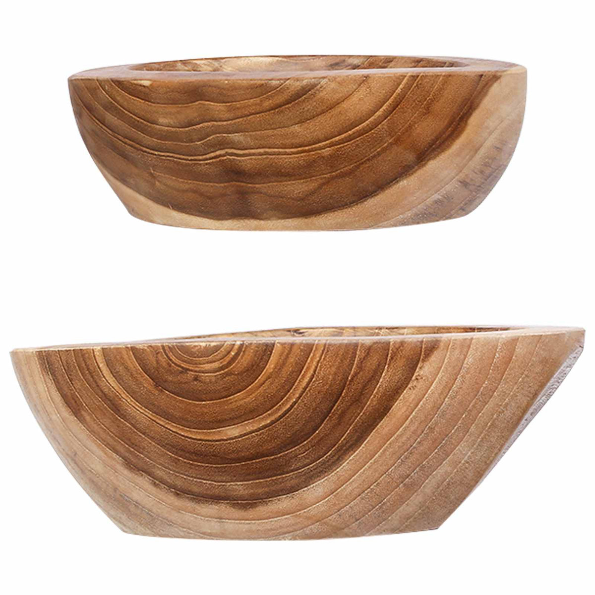Fruit Bowl JEPARA 2 pcs Teak Brown Solid Teak Wood