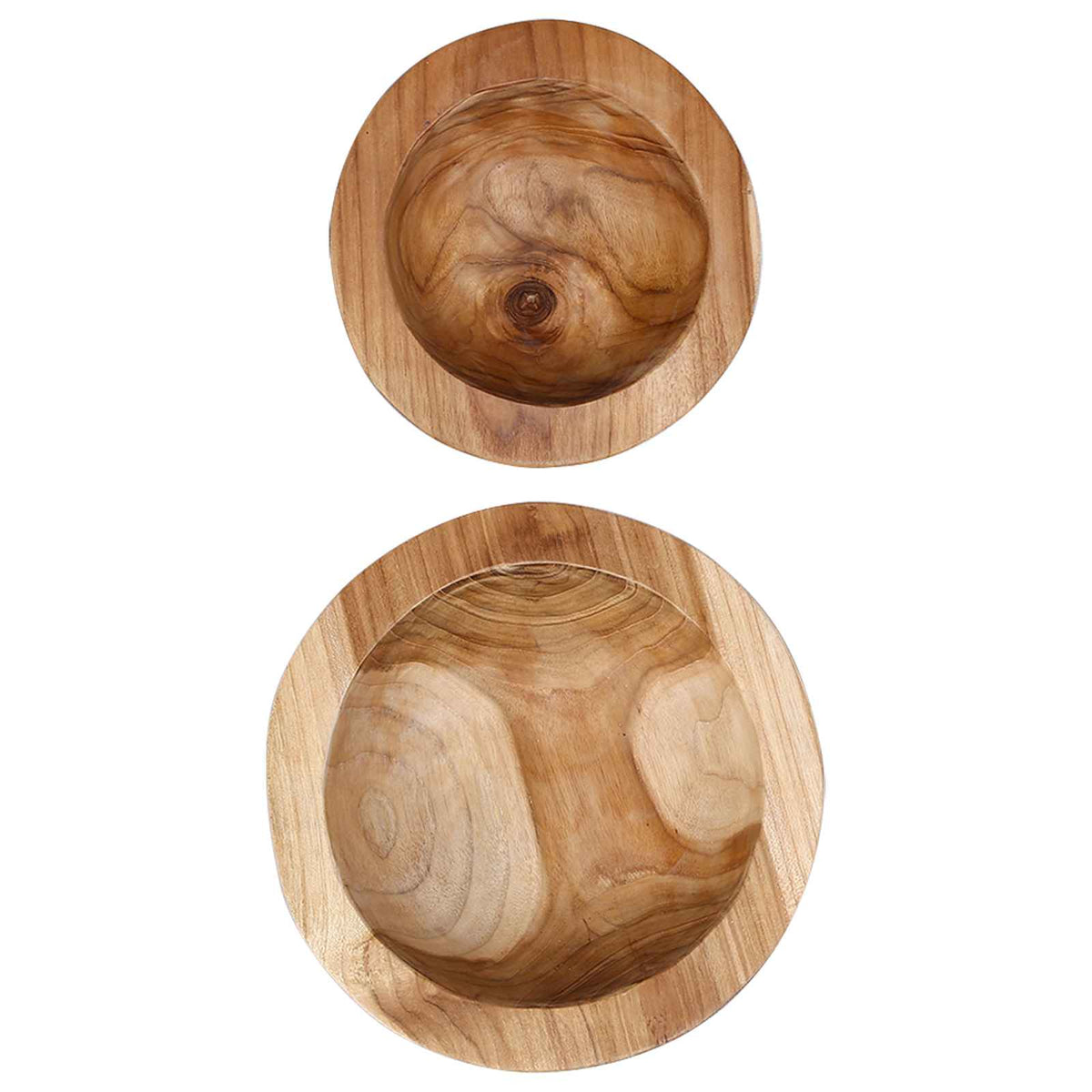 Fruit Bowl JEPARA 2 pcs Teak Brown Solid Teak Wood