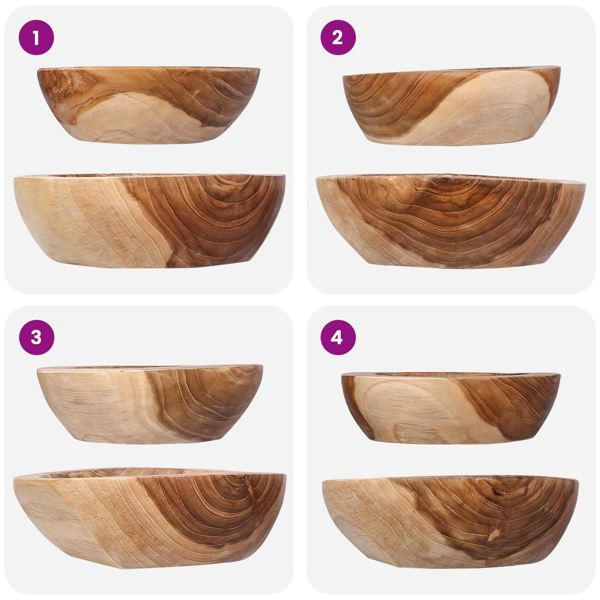 Fruit Bowl JEPARA 2 pcs Teak Brown Solid Teak Wood