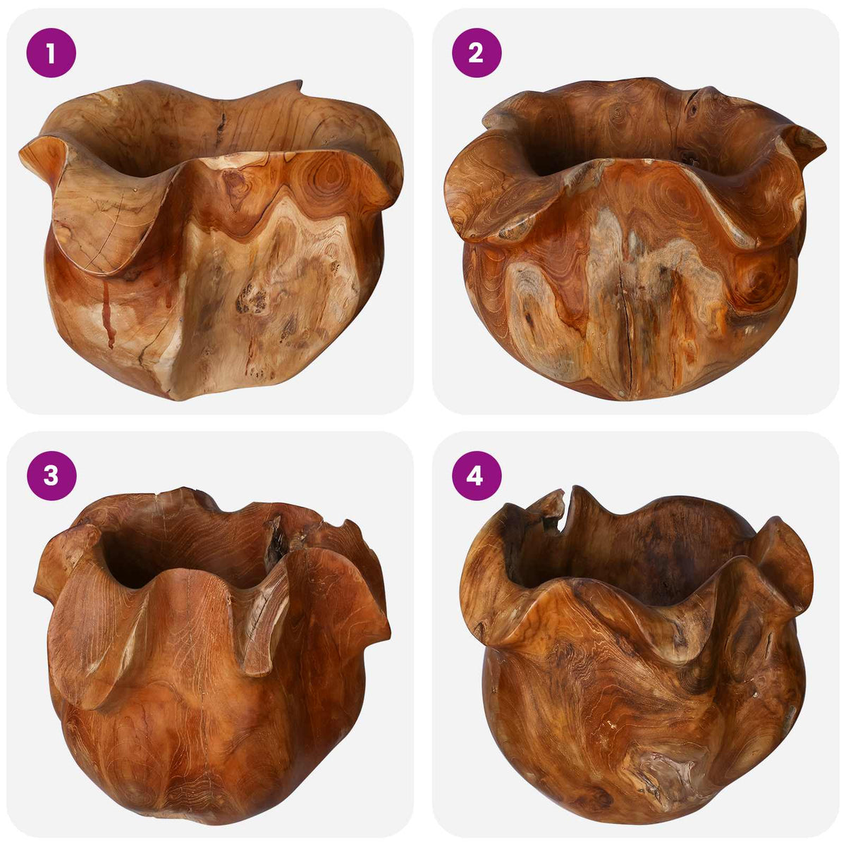 Fruit Bowl JEPARA Teak Brown Ø 35 cm Solid Teak Wood
