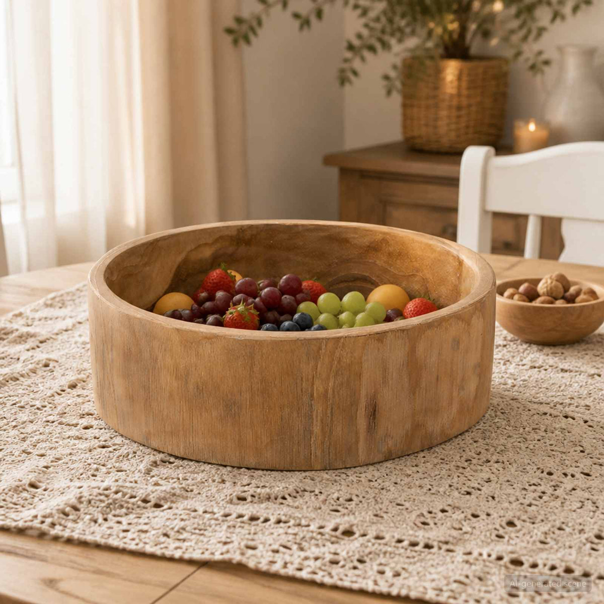 Fruit Bowl JEPARA Teak Brown Ø 30 cm Solid Teak Wood