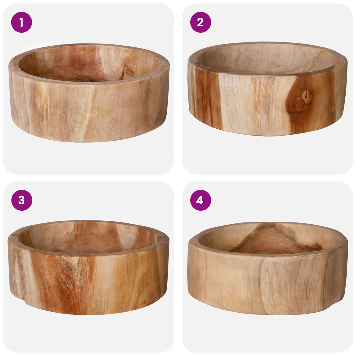 Fruit Bowl JEPARA Teak Brown Ø 30 cm Solid Teak Wood