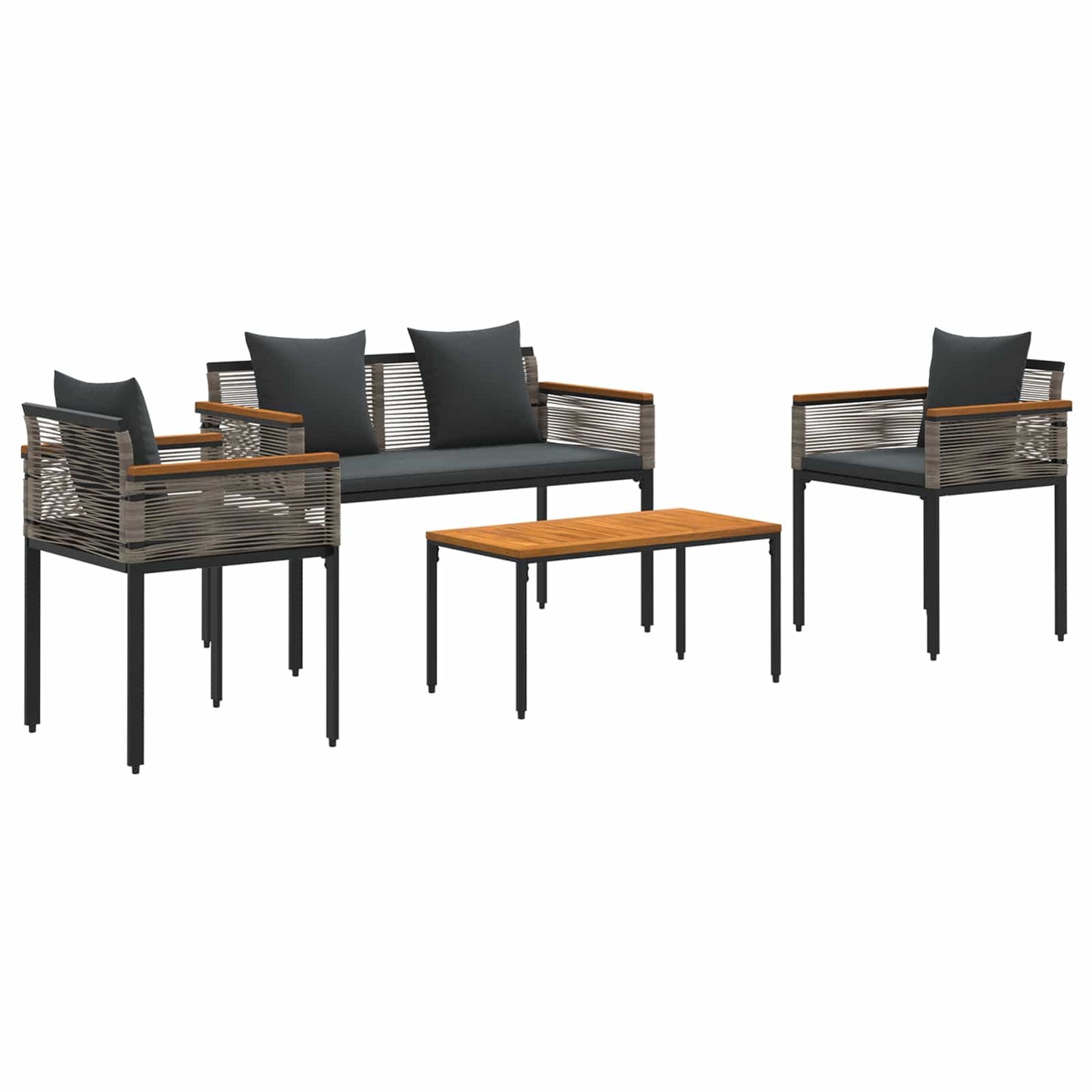 Outdoor Furniture Set Grey and Dark Grey Poly Rattan