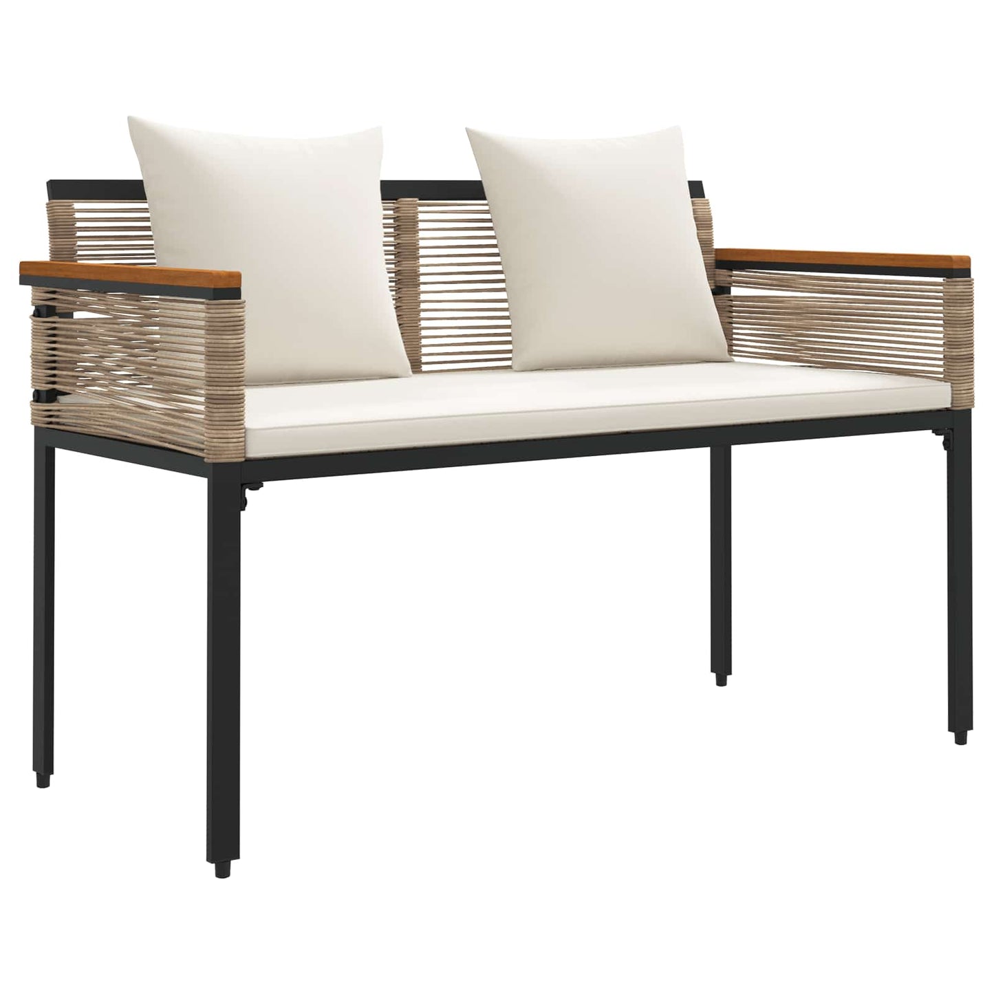Outdoor Furniture Set Beige and Cream White Poly Rattan