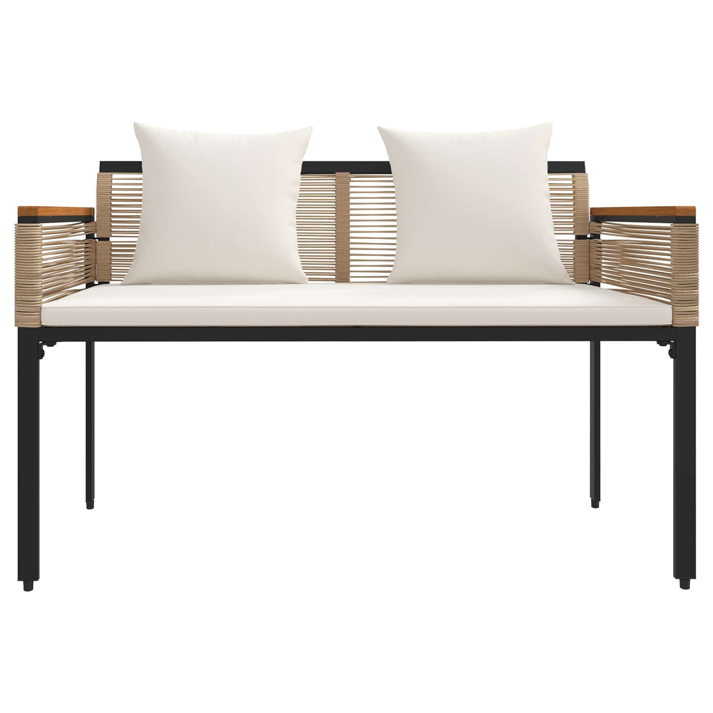 Outdoor Furniture Set Beige and Cream White Poly Rattan