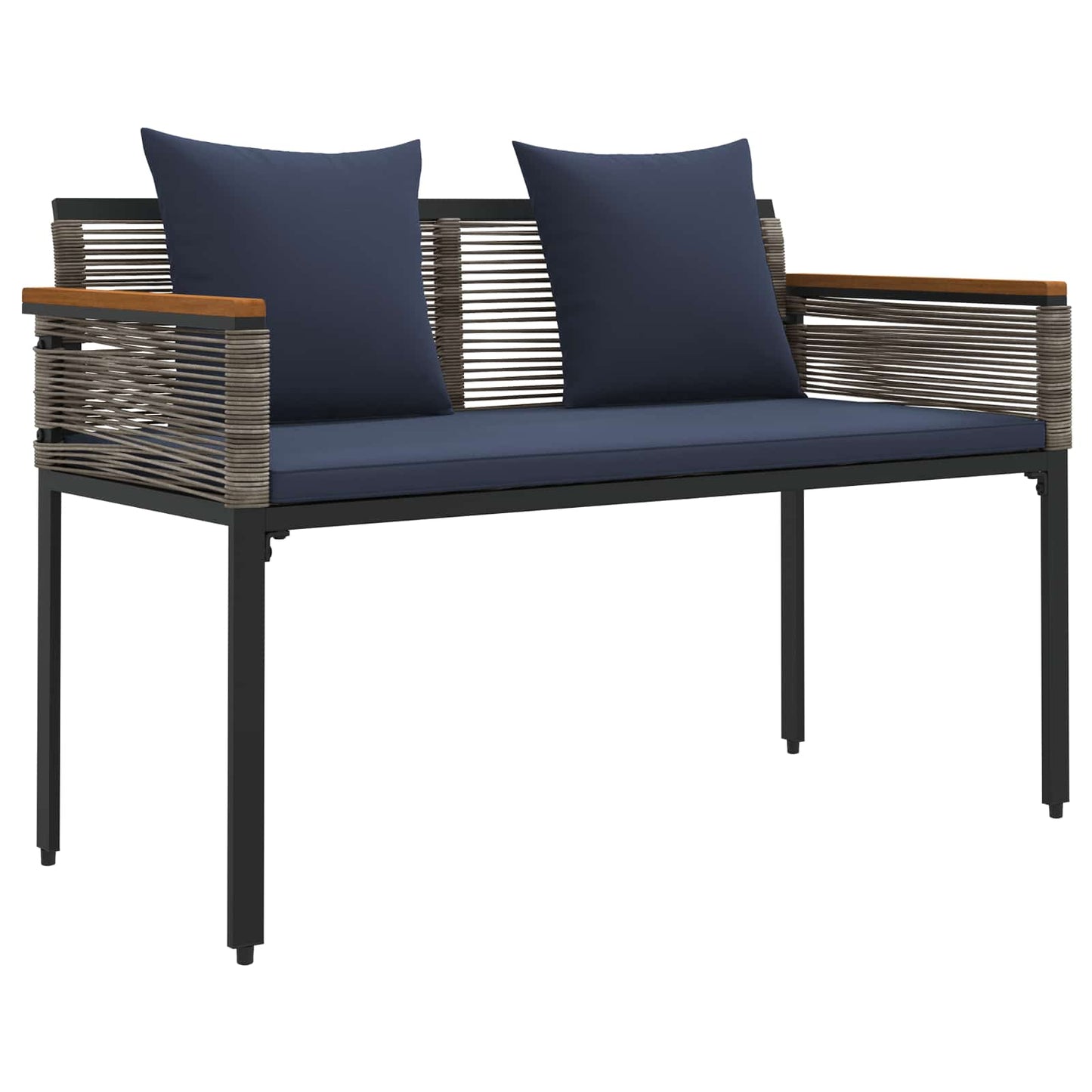 Outdoor Furniture Set Grey and Navy Blue Poly Rattan