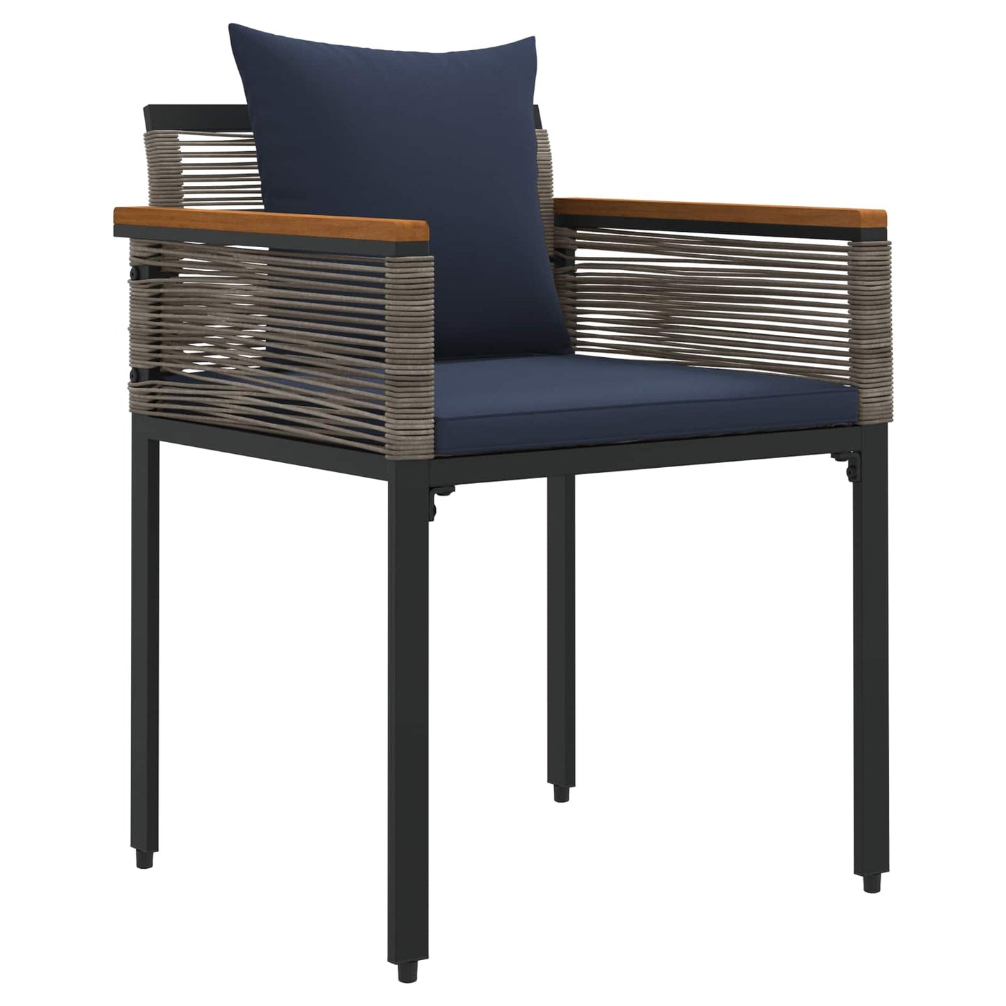 Outdoor Furniture Set Grey and Navy Blue Poly Rattan