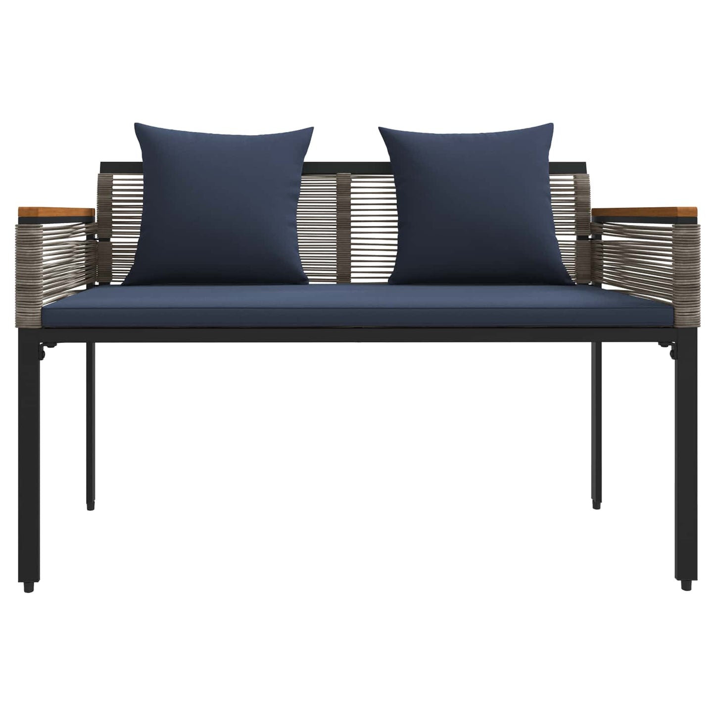 Outdoor Furniture Set Grey and Navy Blue Poly Rattan