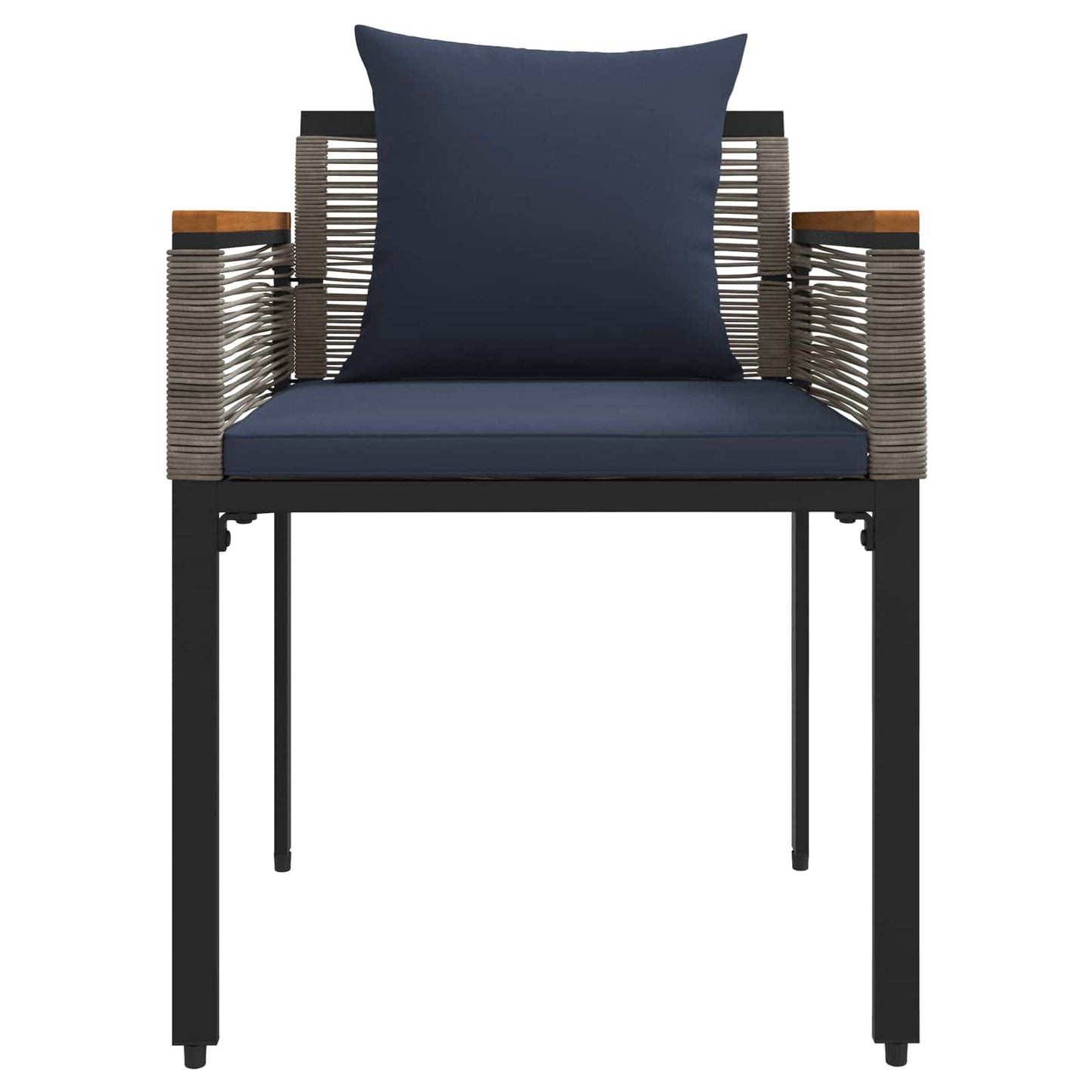 Outdoor Furniture Set Grey and Navy Blue Poly Rattan