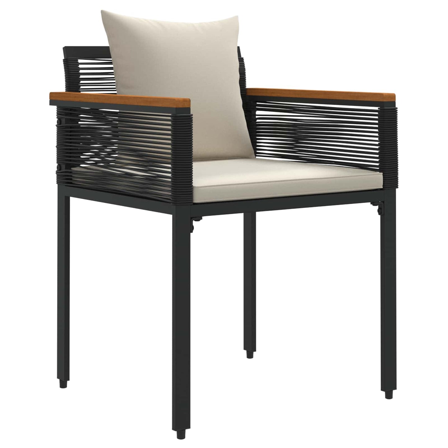 Outdoor Furniture Set 3 pcs Black and Cream White PE Rattan