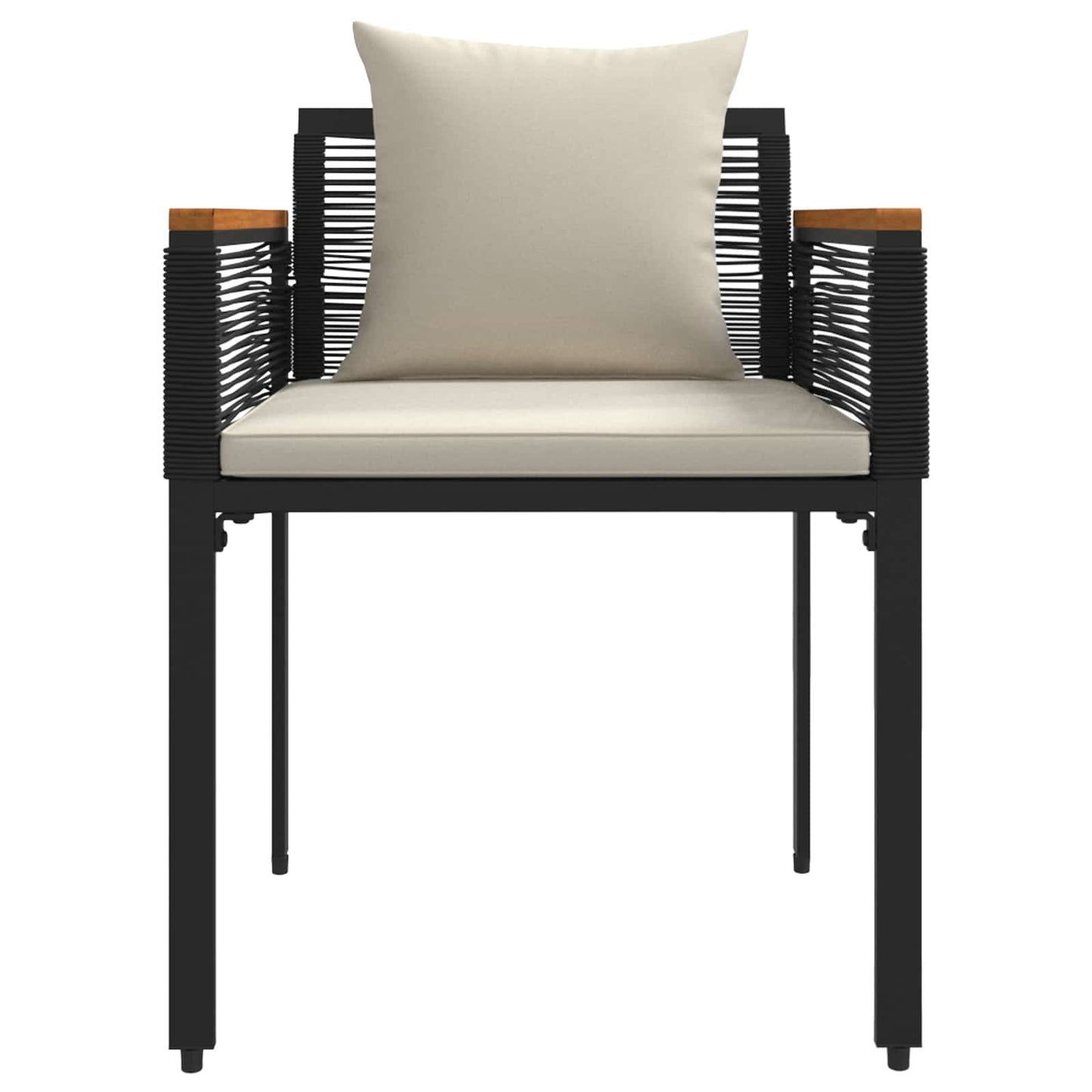 Outdoor Furniture Set 3 pcs Black and Cream White PE Rattan