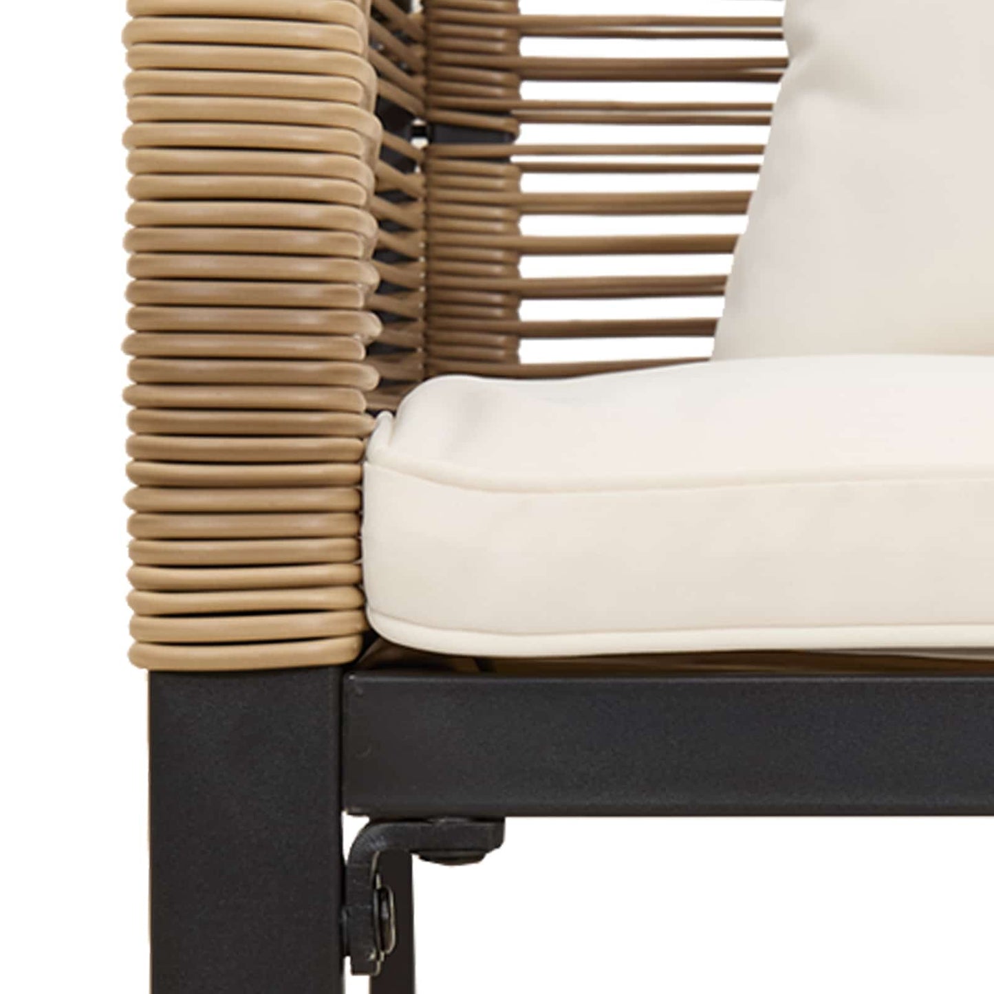Outdoor Furniture Set Beige and Cream White Poly Rattan