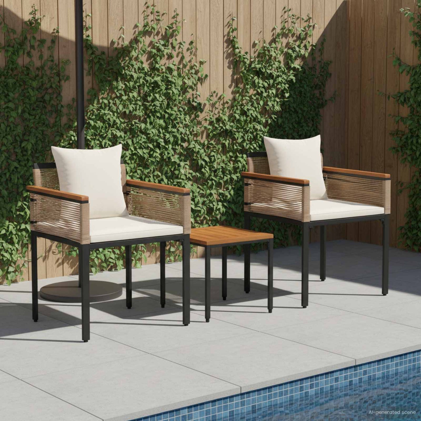Outdoor Furniture Set Beige and Cream White Poly Rattan