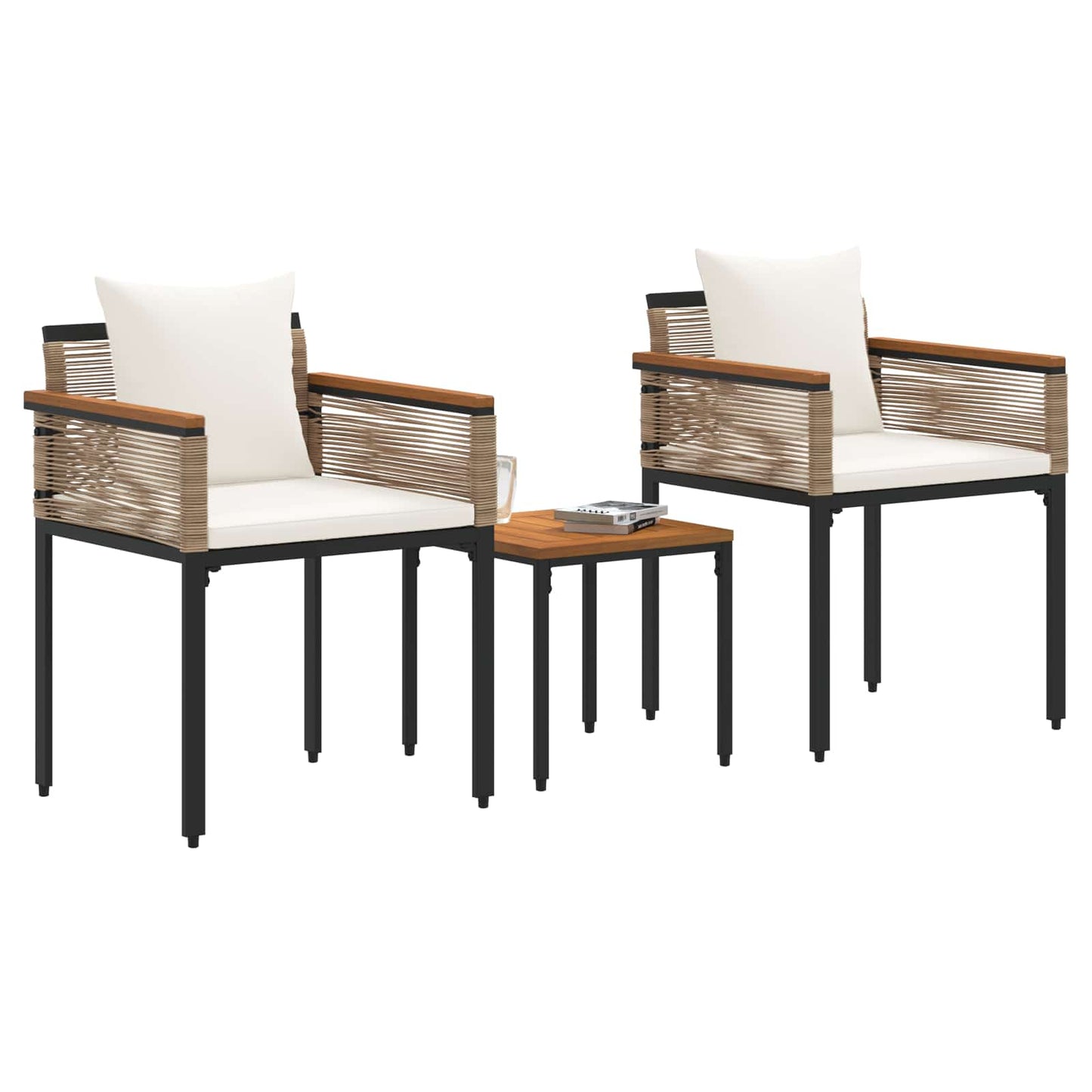 Outdoor Furniture Set Beige and Cream White Poly Rattan