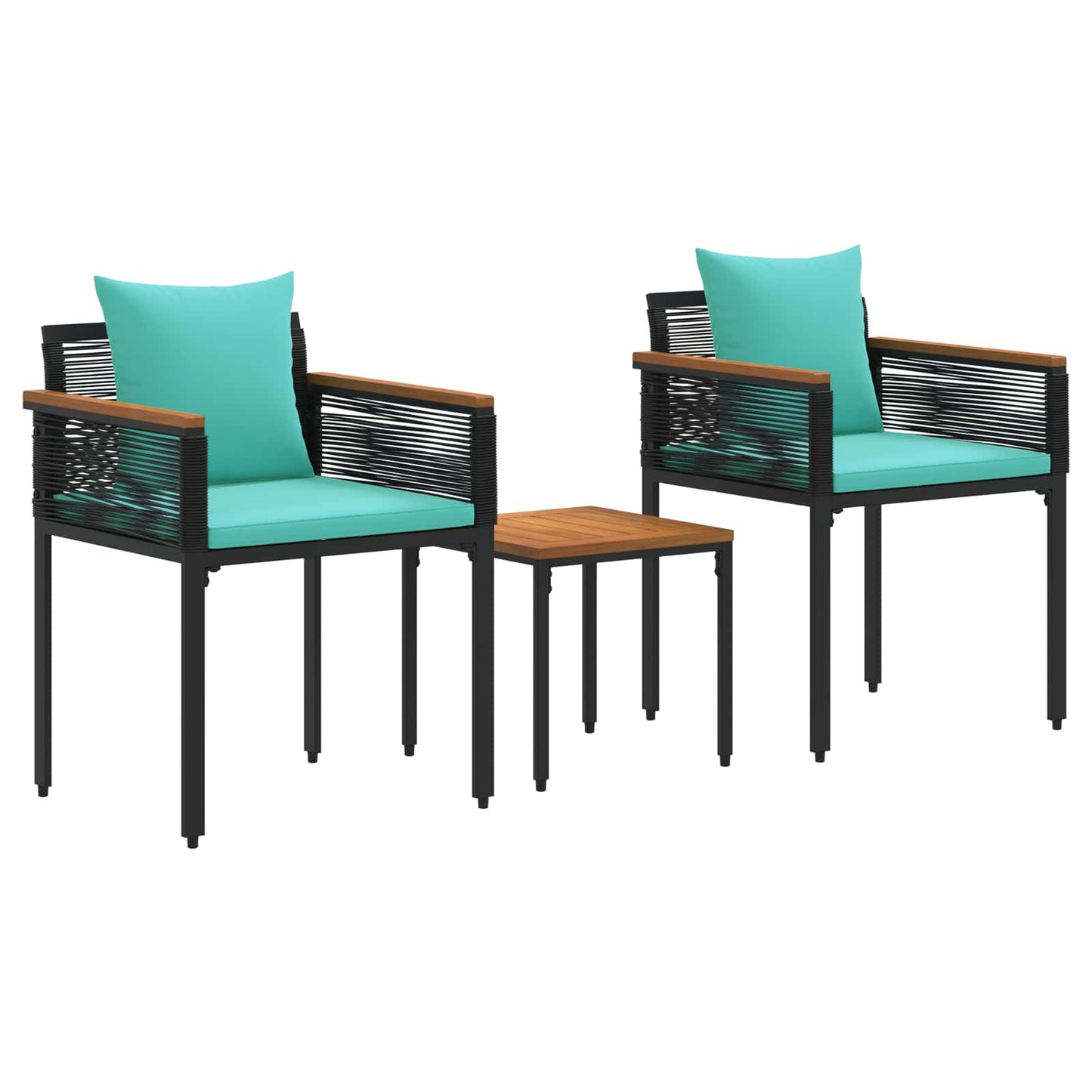 Outdoor Furniture Set Black and Turquoise Poly Rattan