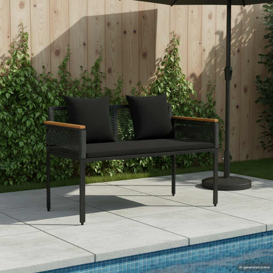 Outdoor Bench 2 -Seater 117 x 54 x 74.5 cm Poly Rattan Black