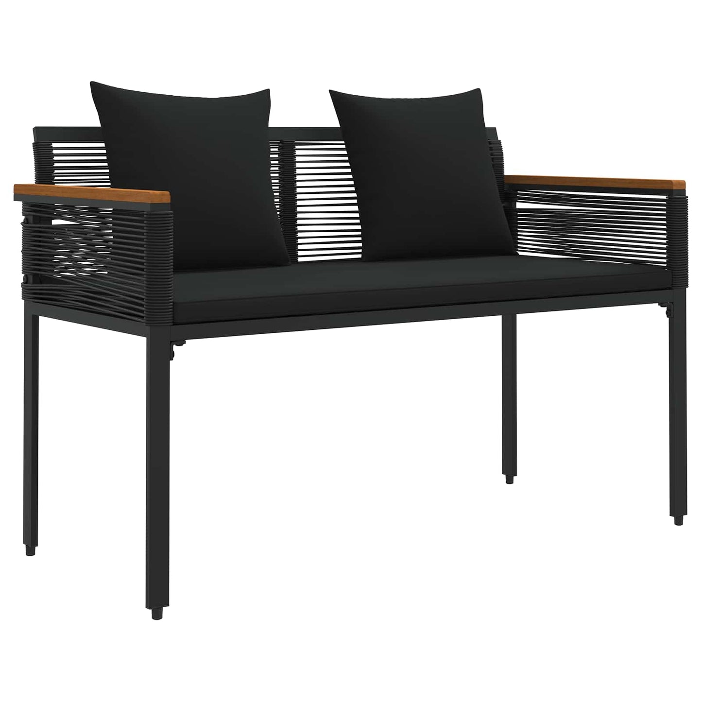 Outdoor Bench with Cushion Black 117 x 54 x 74.5 cm Poly Rattan