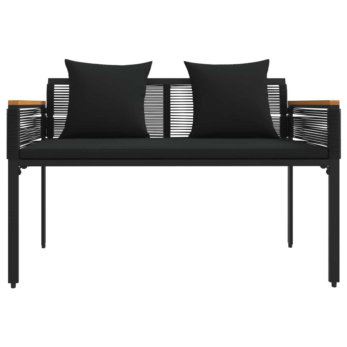 Outdoor Bench with Cushion Black 117 x 54 x 74.5 cm Poly Rattan