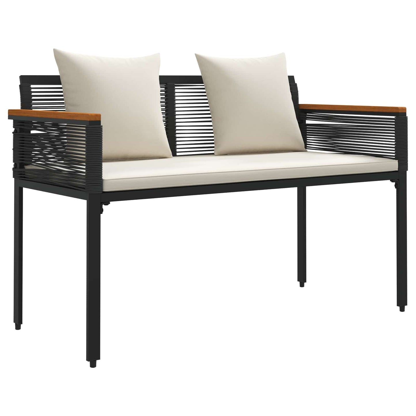Outdoor Bench Black and Cream White 117 x 54 x 74.5 cm