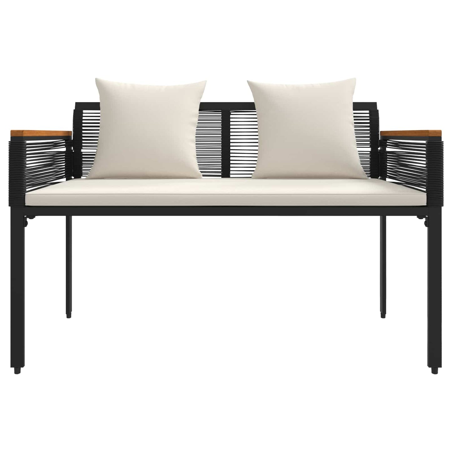 Outdoor Bench Black and Cream White 117 x 54 x 74.5 cm