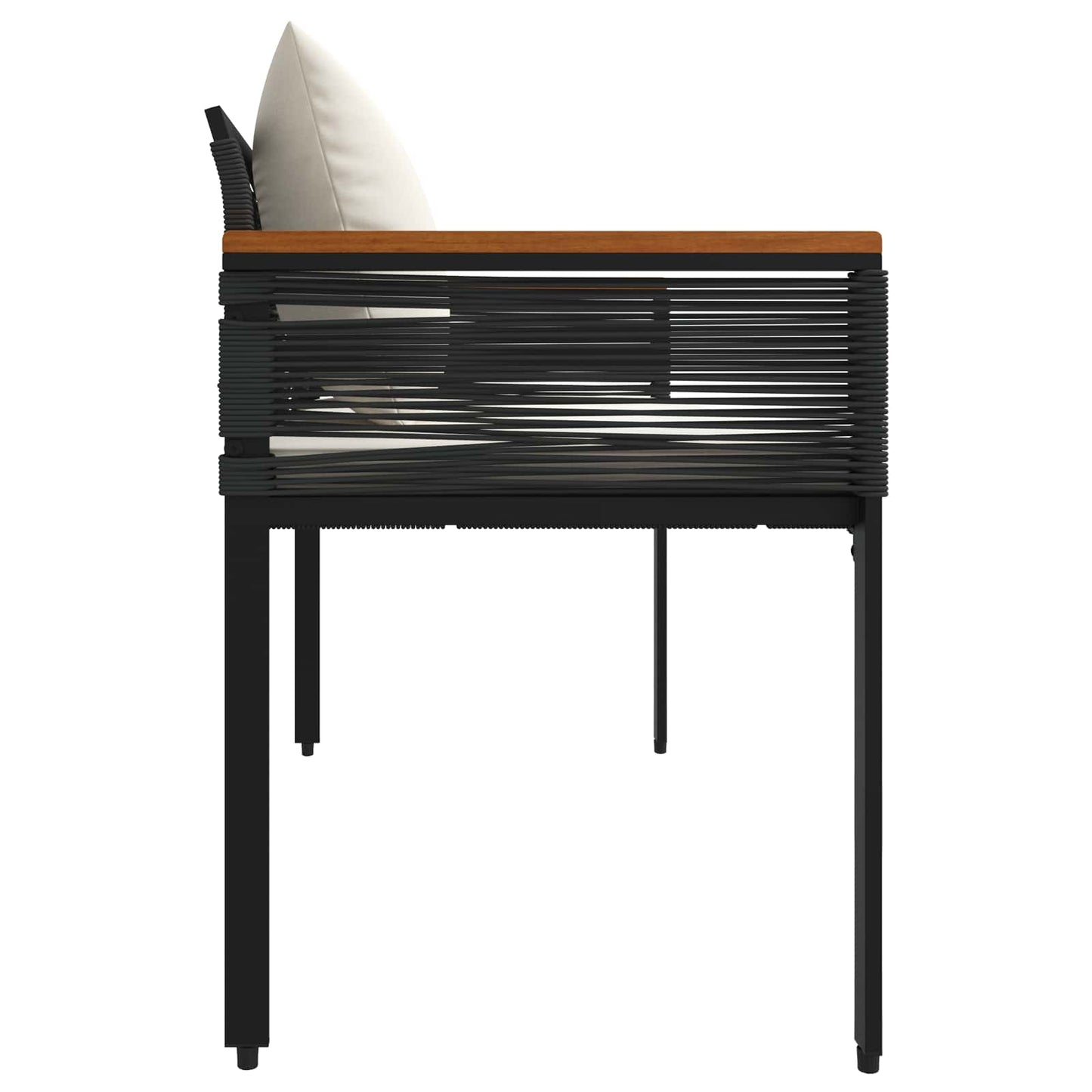 Outdoor Bench Black and Cream White 117 x 54 x 74.5 cm