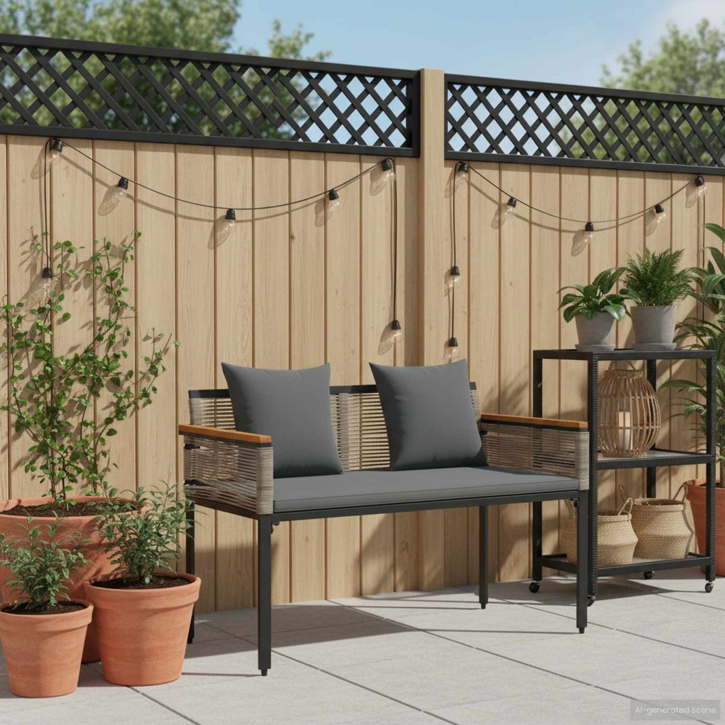 Outdoor Bench Grey and Dark Grey 117 x 54 x 74.5 cm Poly Rattan