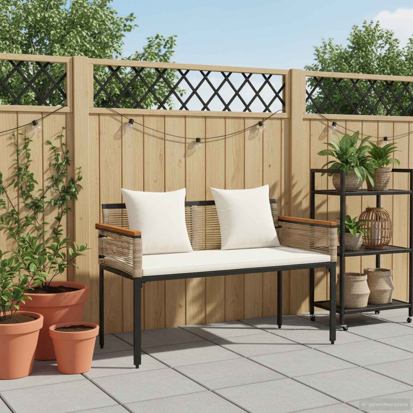 Outdoor Bench Beige and Cream White 117 x 54 x 74.5 cm