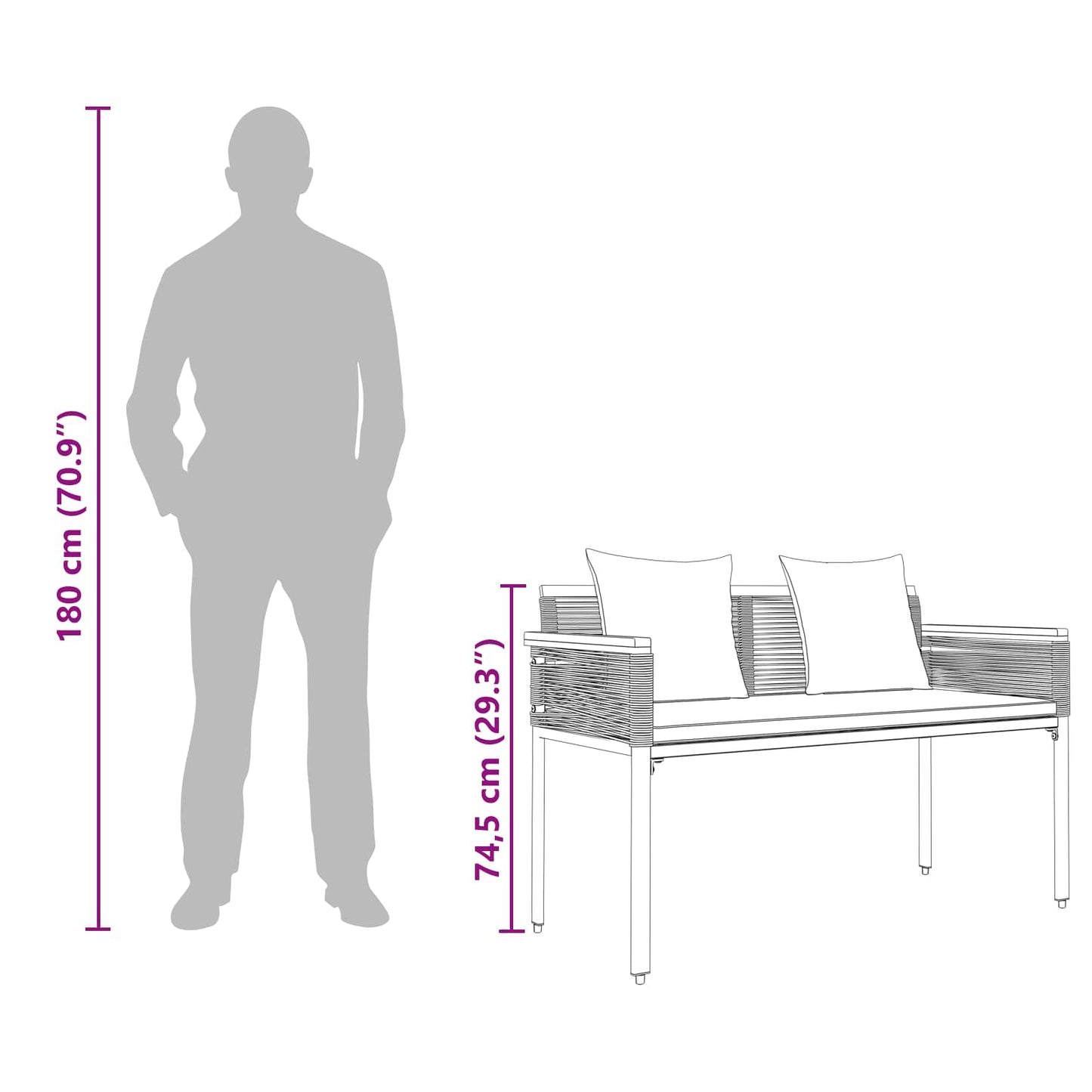 Outdoor Bench Beige and Cream White 117 x 54 x 74.5 cm
